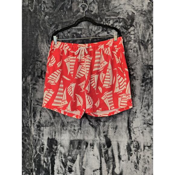 J. Crew Factory Flex Swimwear Men's Medium Sailing away  Red - Picture 2 of 10